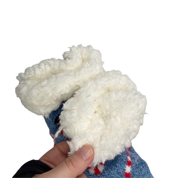 NWT Fuzzy Babba Christmas Dog Santa Claus Grippy Bottom Tall Slipper Socks - Picture 7 of 7